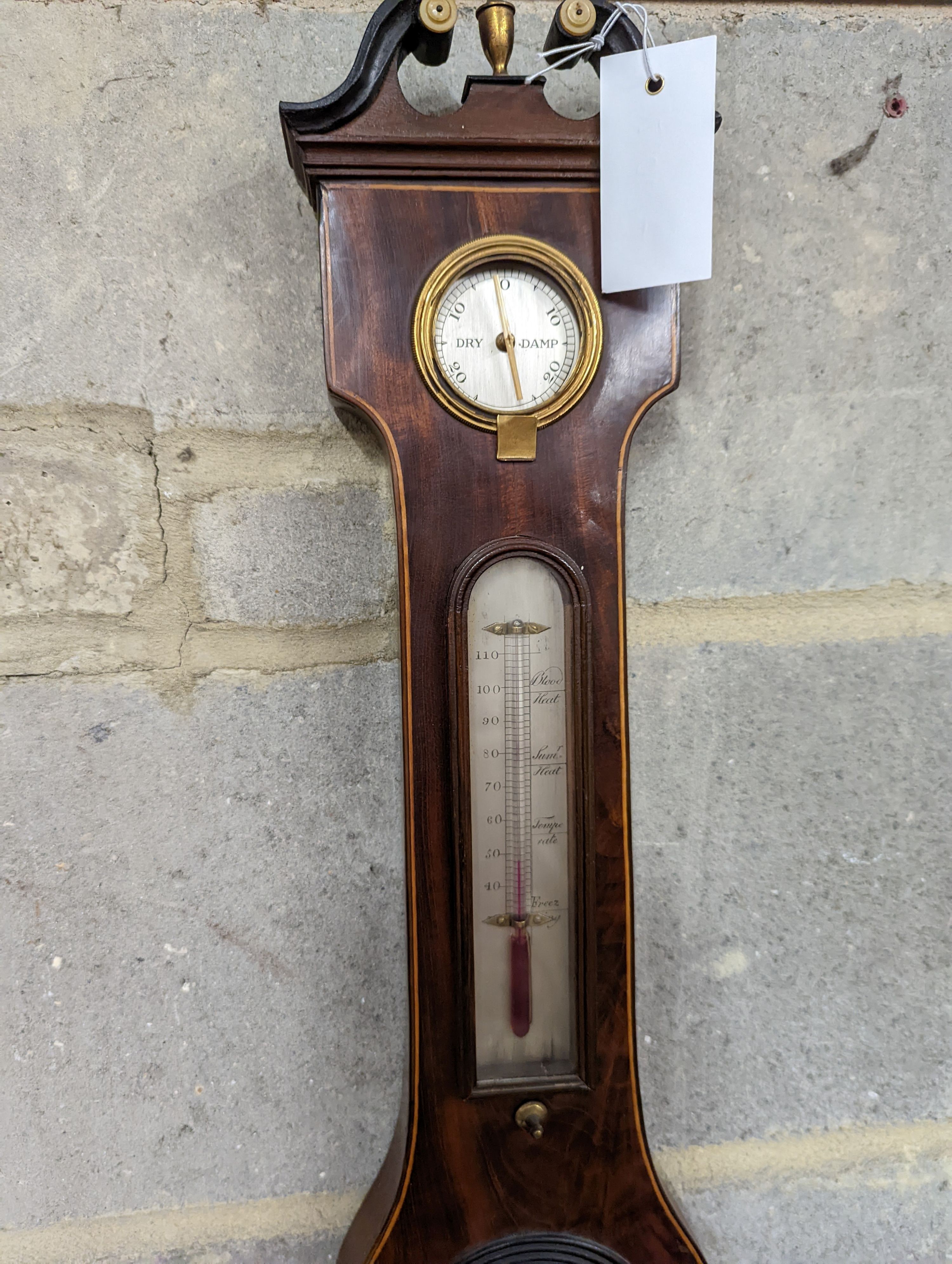 A George III mahogany wheel barometer, height 96cm